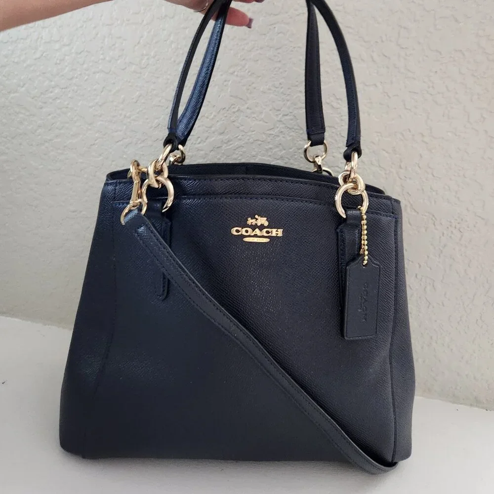 Euc Coach Minetta Midnight Blue Leather Shoulder Bag Purse